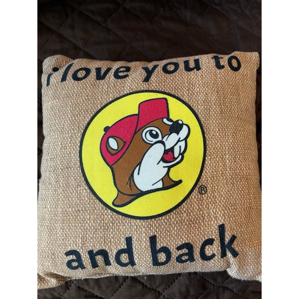 I Love You to Buc-ee's and Back Pillow Throw 11" X 11" Beaver 2 Sided Double - Picture 2 of 5